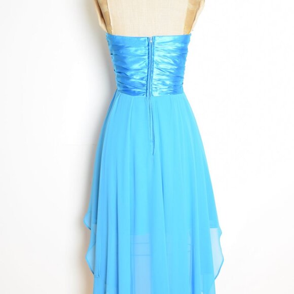 vintage Y2K prom party dress blue flutter fairy hi-lo short mini sequin Deb M - Picture 8 of 9